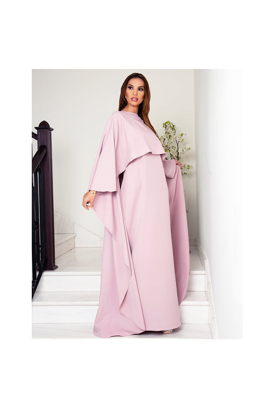 LAMACE Pink Crepe Cape Dress