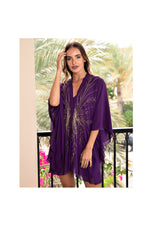 LAMACE Purple Beach Kaftan with Gold Embellishment
