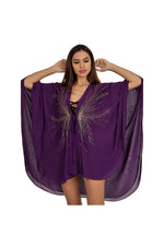 LAMACE Purple Beach Kaftan with Gold Embellishment