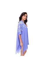 LAMACE Purple Kaftan with White Floral Embellishment