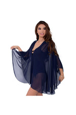 LAMACE Blue Beach Kaftan with Blue Sequin and Bead Floral Embellishments