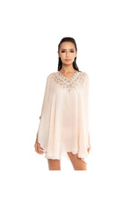 Peach Kaftan with Crystal and Bead Embellishment