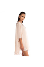 LAMACE Peach Kaftan with Crystal and Bead Embellishment