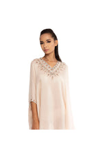 LAMACE Peach Kaftan with Crystal and Bead Embellishment