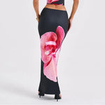 Black and Pink Floral Skirt and Top Set