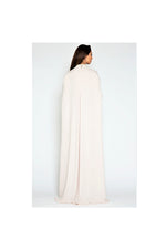 LAMACE Nude Cape Gown with Crystal and Bead Embellishments