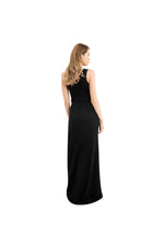 LAMACE Black Crepe Gown with Silver Crystal Embellishments