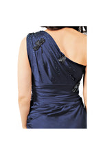 LAMACE Silk Satin Draped Mini Dress with Crystal and Bead Insect Embellishments