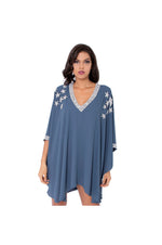  Grey Kaftan with Crystal and Bead Neckline, Cuffs and Star Embellishments