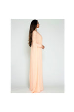 LAMACE Peach Sequin and Bead Embellished Cape Dress