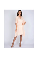 LAMACE Peach Kaftan Dress with Embroidery and Crystals