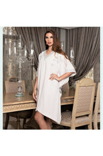 LAMACE Beige Kaftan Dress with Silver Embroidery and Embellishment