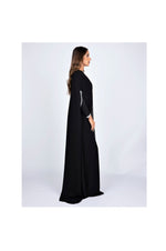 LAMACE Black Dress with Cape and Embellishments