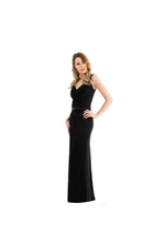 LAMACE Black Silk Jersey Gown with Bead and Crystal Embellishment