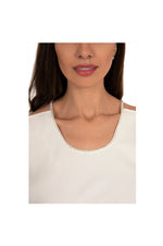LAMACE Cream One Shoulder Top with Crystal Embellishments