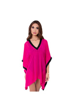 LAMACE Pink Beach Kaftan with Black Embroidered and Embellished Borders
