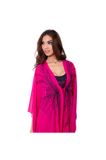 LAMACE Pink Beach Kaftan with Black Beading and Embroidery