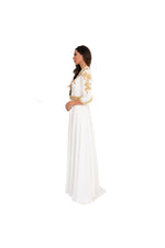 LAMACE White Arabic Traditional Kaftan with Gold Embroidery and Embellishments
