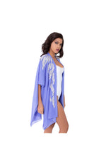 LAMACE Purple Beach Kaftan with Silver Bead and Crystal Embellishments