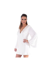 LAMACE White Silk Jersey Day Dress with Gold Chain