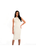 LAMACE White Silk Jersey Midi Dress