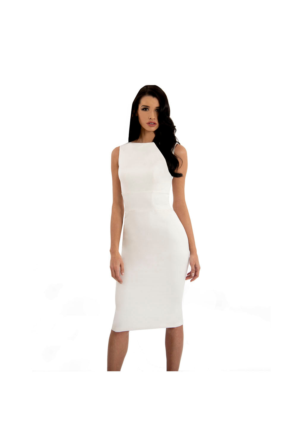 white jersey midi dress Aster Off-White Jersey Midi Dress With Cap Sleeves by UNDRESS
