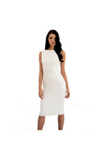 LAMACE White Silk Jersey Midi Dress